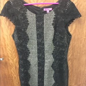 Betsey Johnson Lace Trim Tweed Sheath Dress