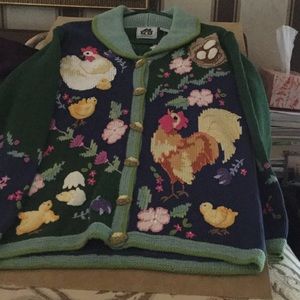 HSN exclusive Storybook Knits chickens sweater.