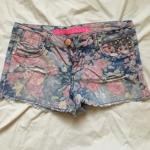 Floral Denim Shorts