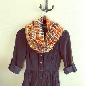 Anthro thin wale corduroy navy shirt dress.