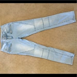 Mid Rise Moto Jeans
