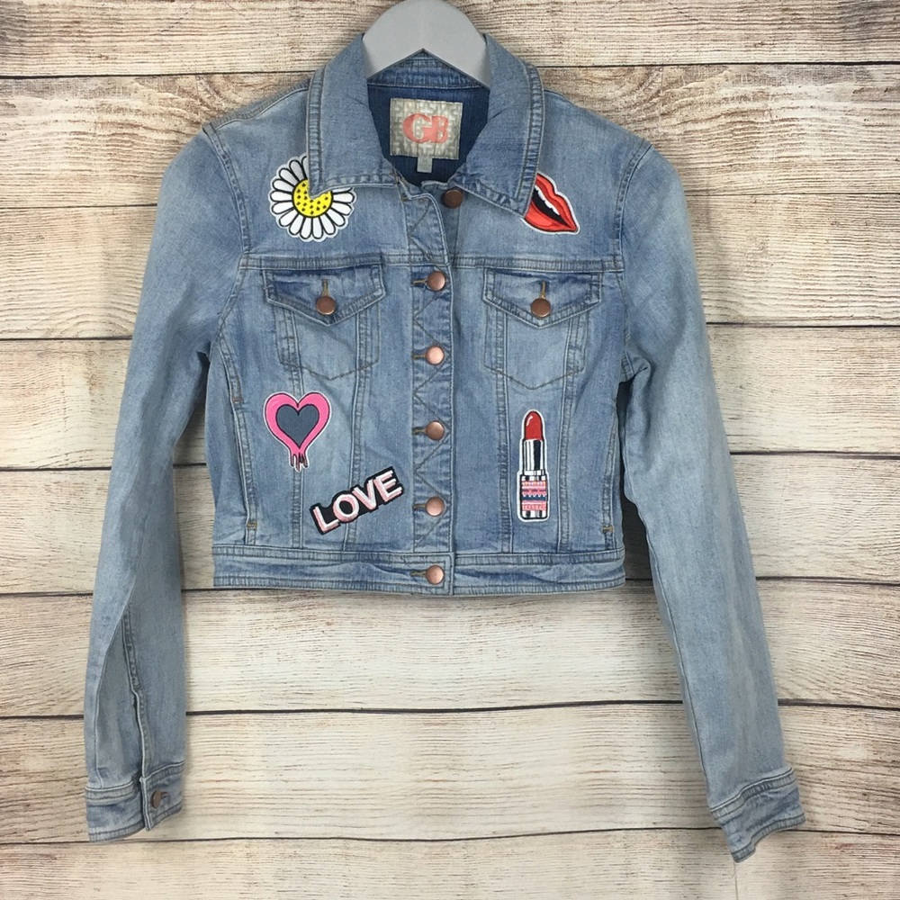 NEW GIANNI BINI Girls Faded Blue Denim Jacket Sz M