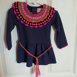 Mim Pi Infant quilted navy blue dress