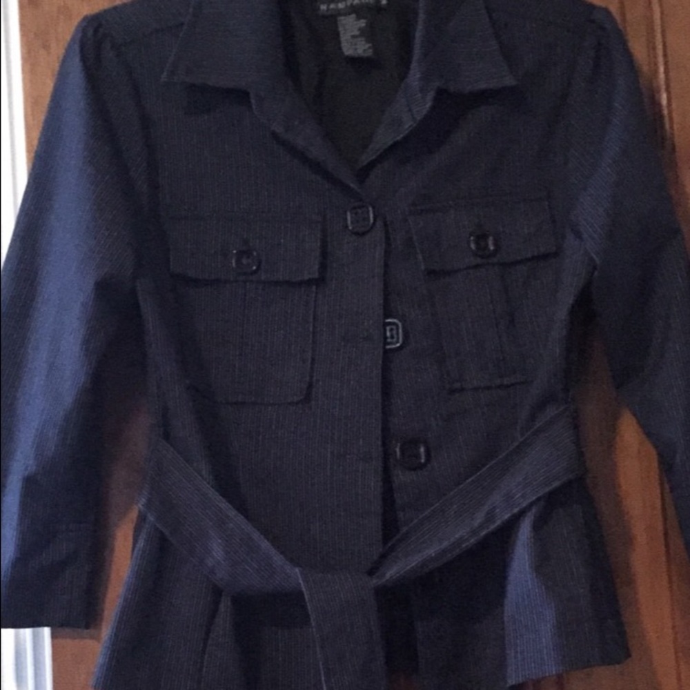 3/4 Sleeve Blue and White Striped Jacket