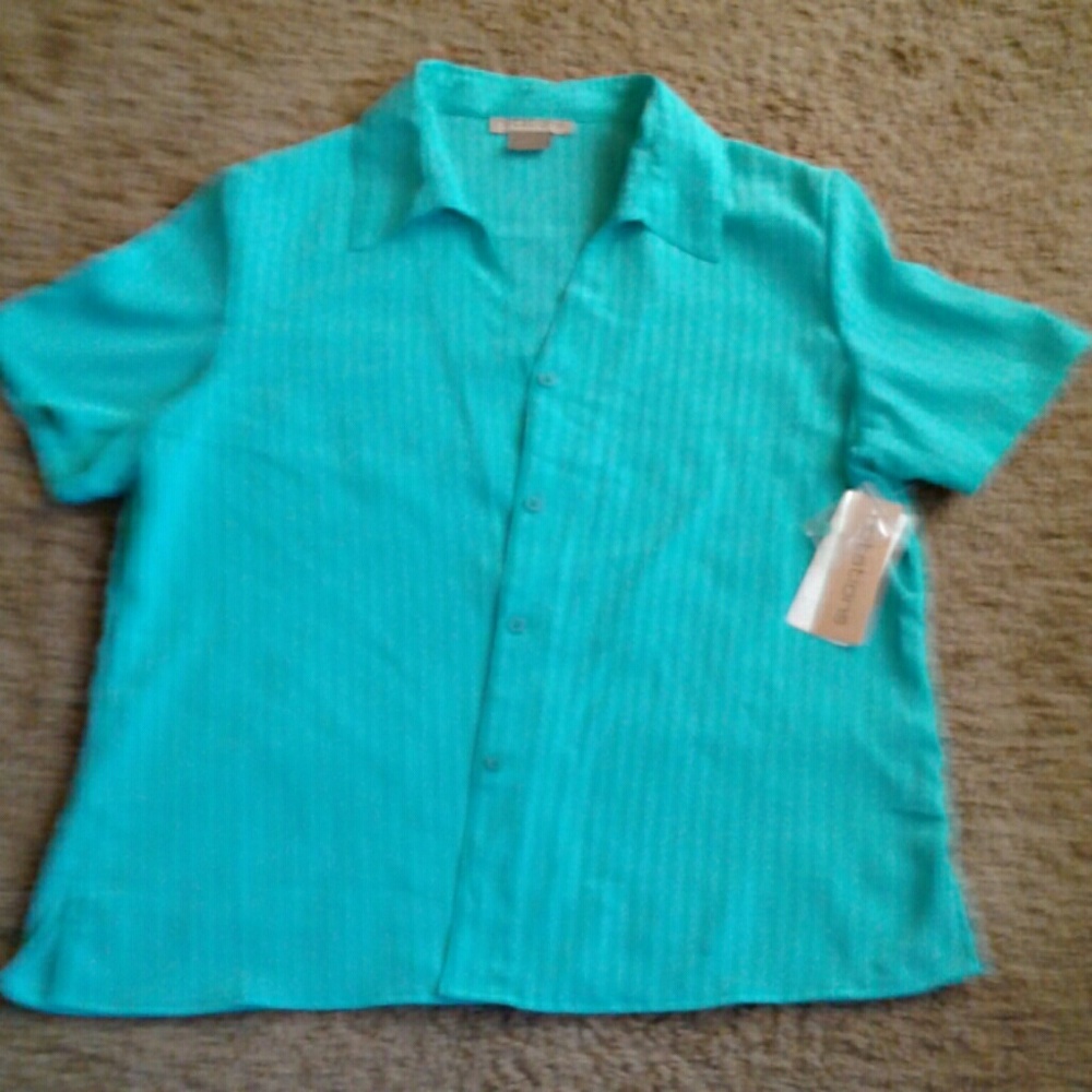 Strips blue green shirt