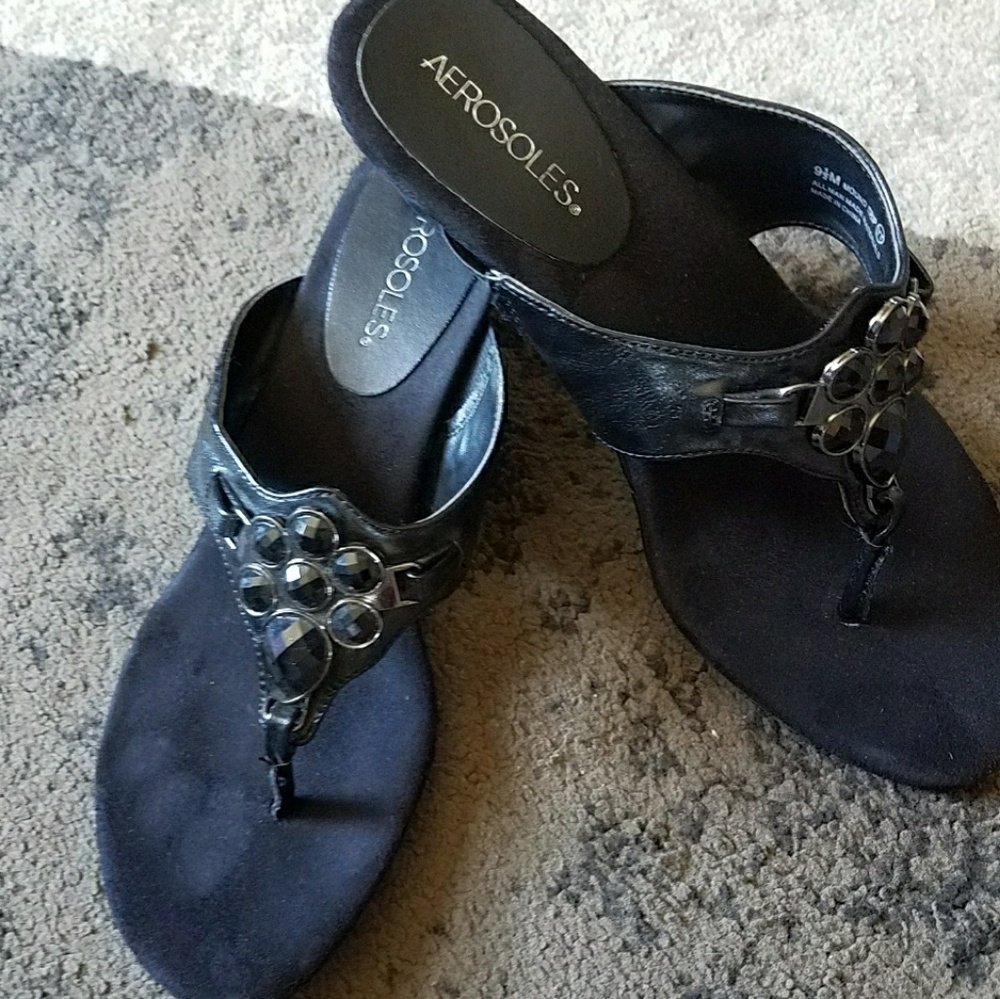Aerosoles beaded wedge sandals