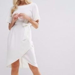 Cream Tie Front Dress W/Kimono Sleeve