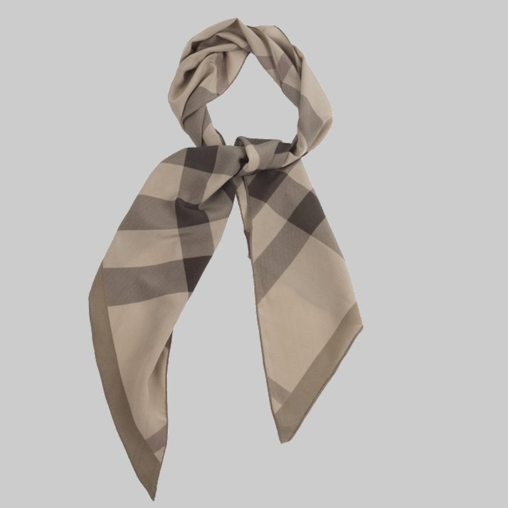 BURBERRY Check Print Silk Slim Scarf