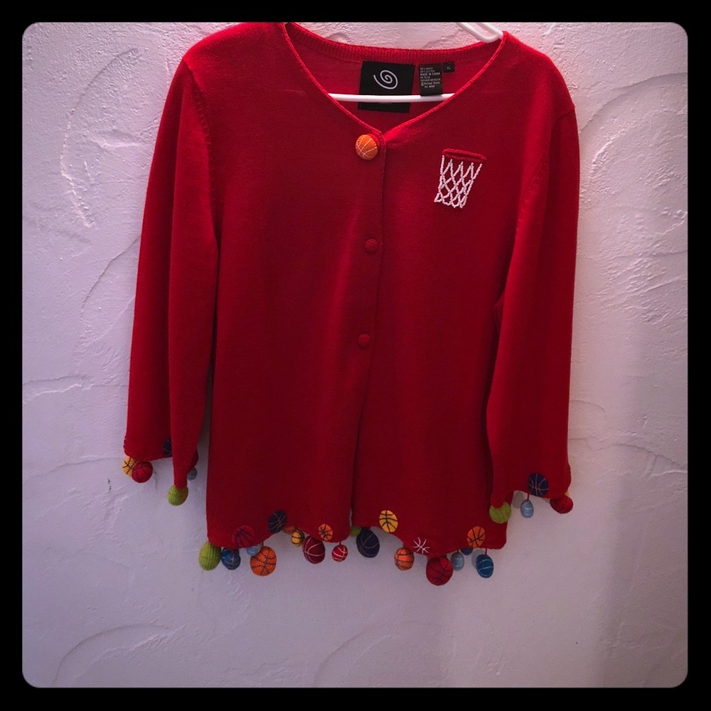 Adorable Basketball themed cardigan sweater