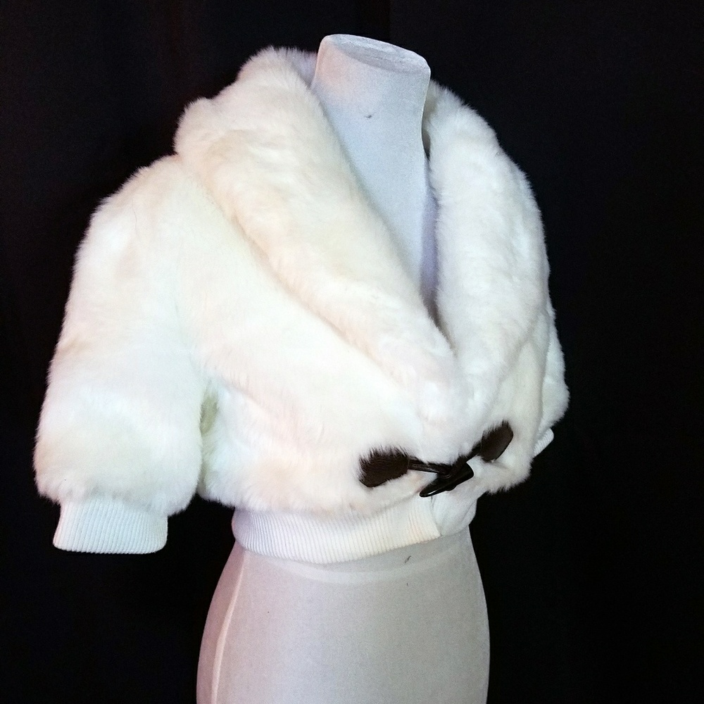 Countess White Crop Faux Fur Jacket