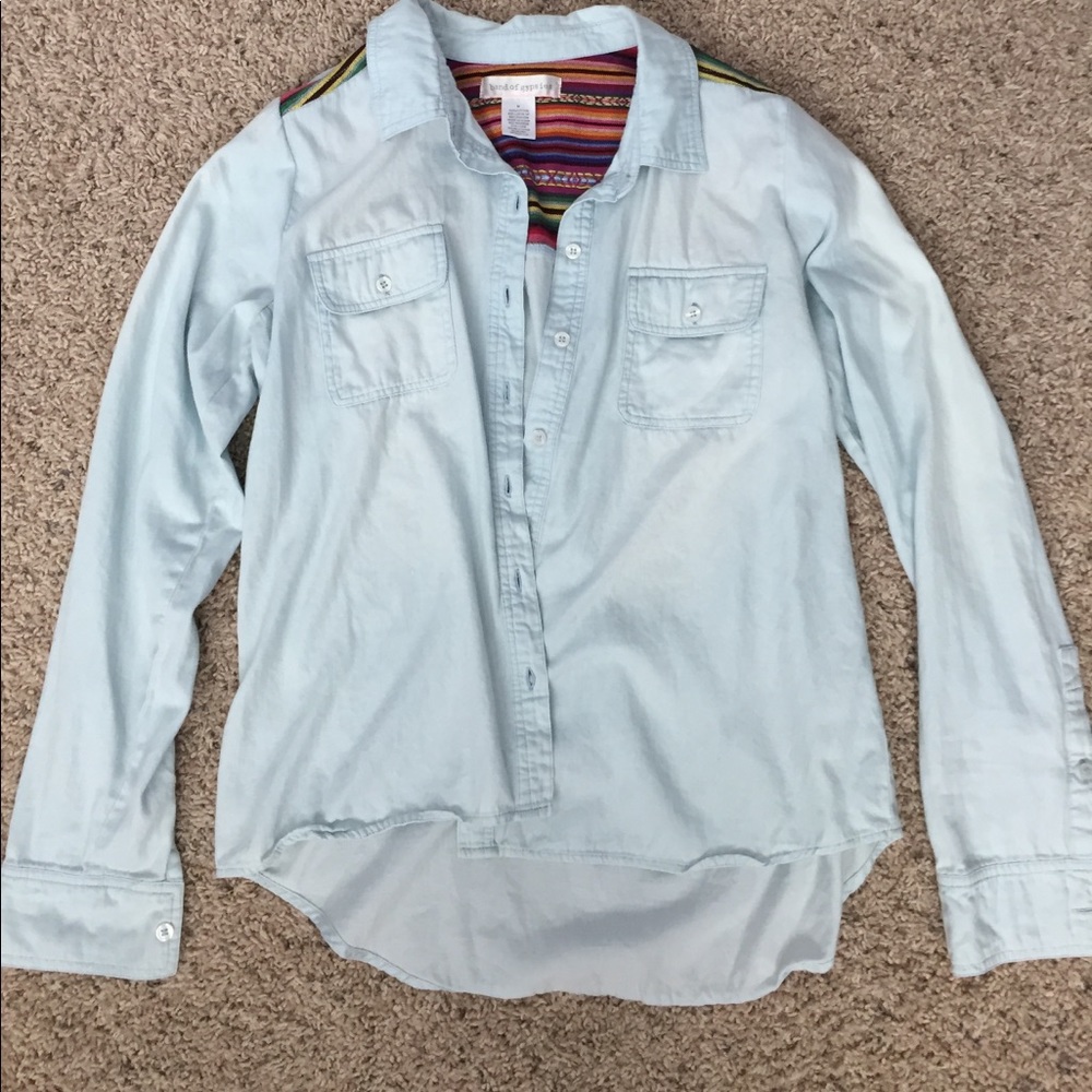 ALTAR'D STATE Boho Aztec  / Denim Button Tunic