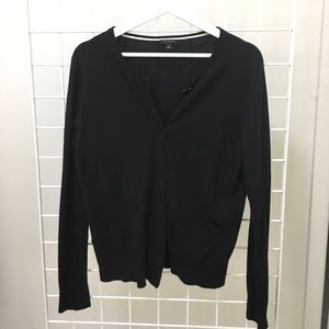 ANN TAYLOR LARGE BLACK BUTTON UP CARDIGAN