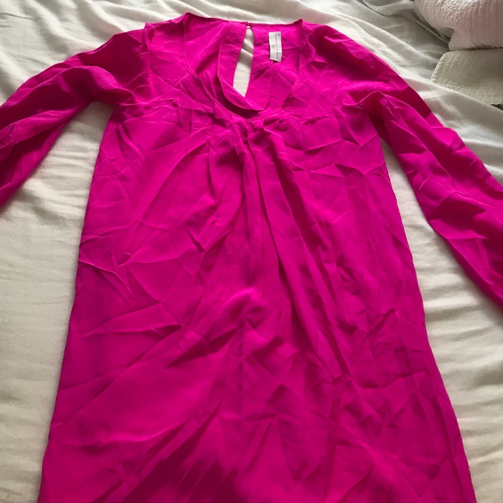 Hot pink cocktail dress. Amanda Uprichard