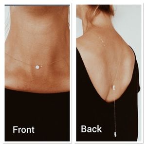 🎀 Lovely Dainty front & back drop faux Pearl necklace in gold or silver ⭐️