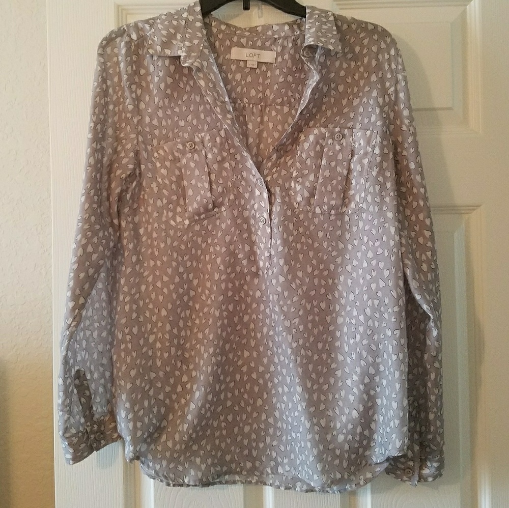 LOFT Gray Heart Blouse