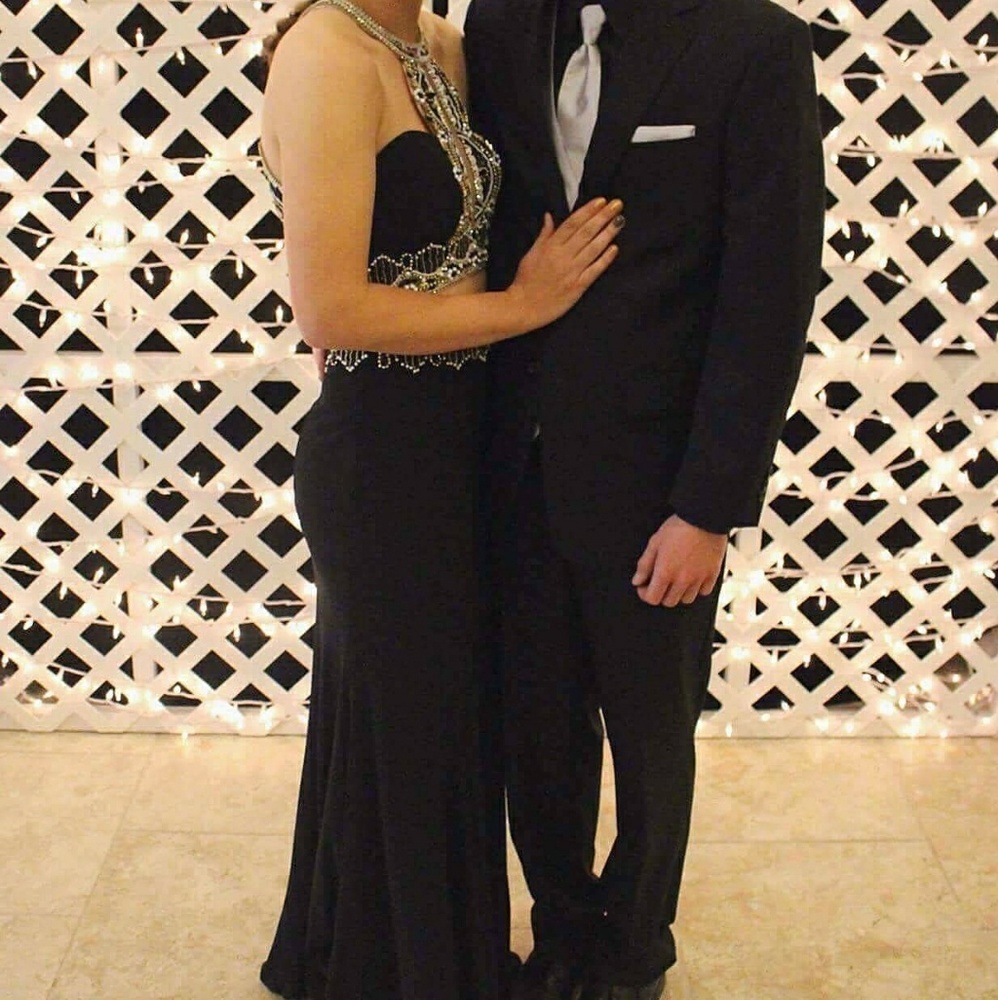 Black two piece prom dress