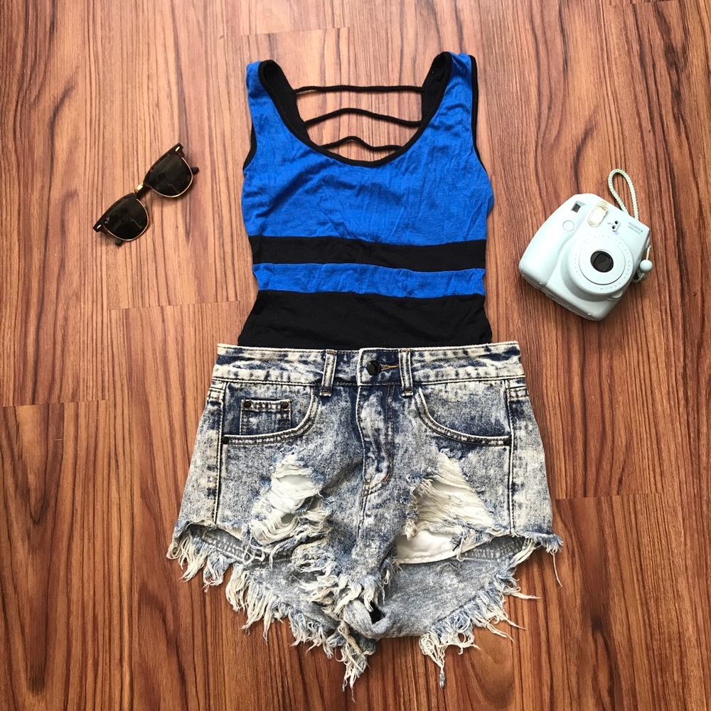 Blue and Black Bodysuit