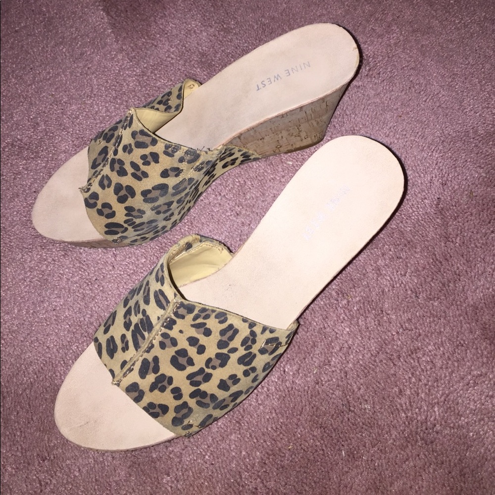 Cheetah print slip on heels.