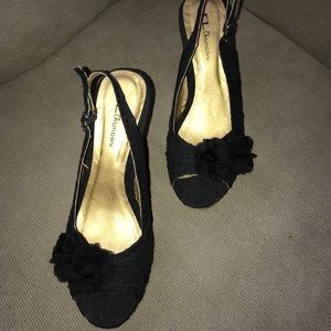 Black wedged heels
