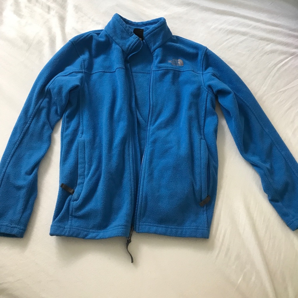 Blue North Face zip up jacket. Boys M.