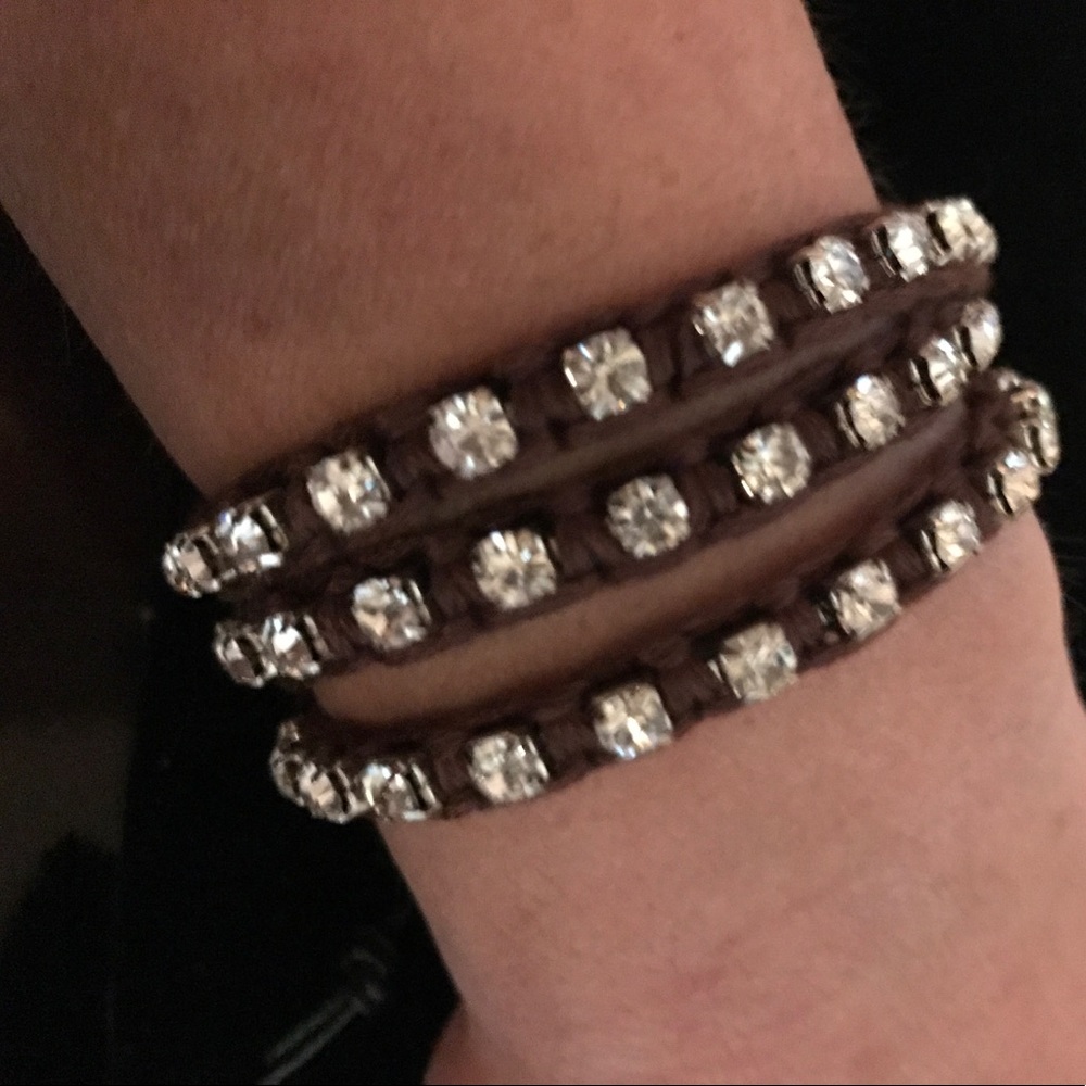 NWOT Brown suede and rhinestone wrap bracelet
