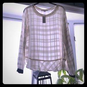 NWT Loft blouse cream with black trim SZ M