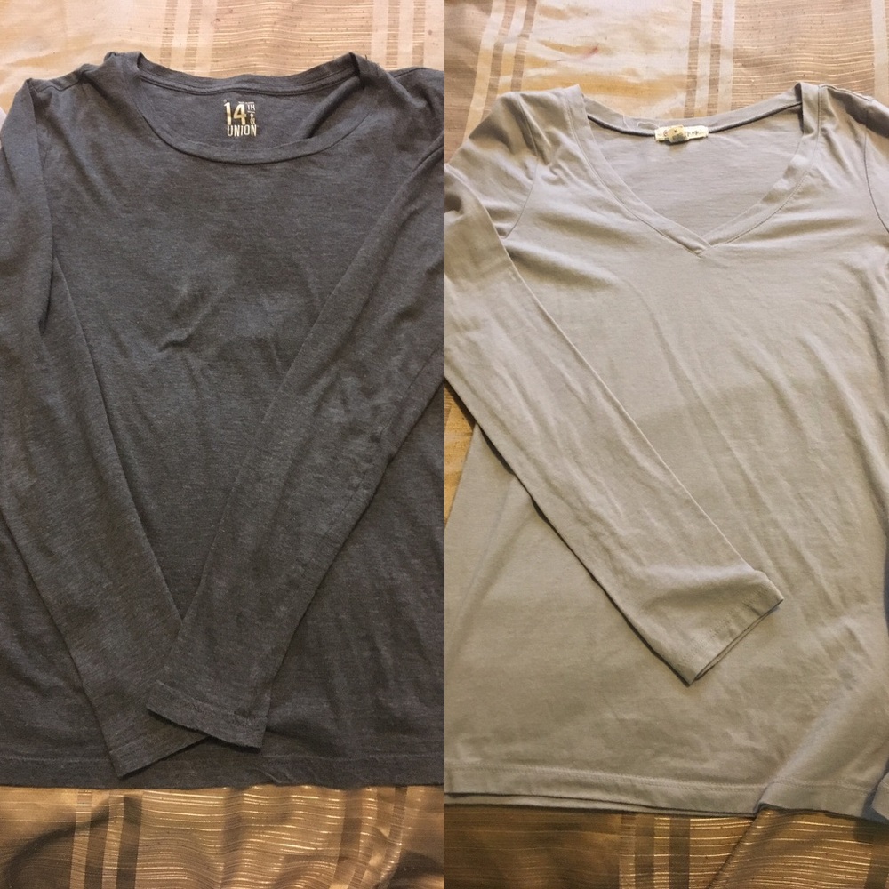 2 Gray Long Sleeve T-Shirts
