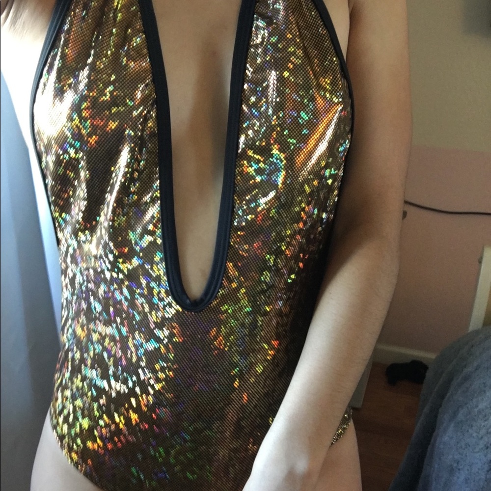 Ravewithmigente gold dust bodysuit