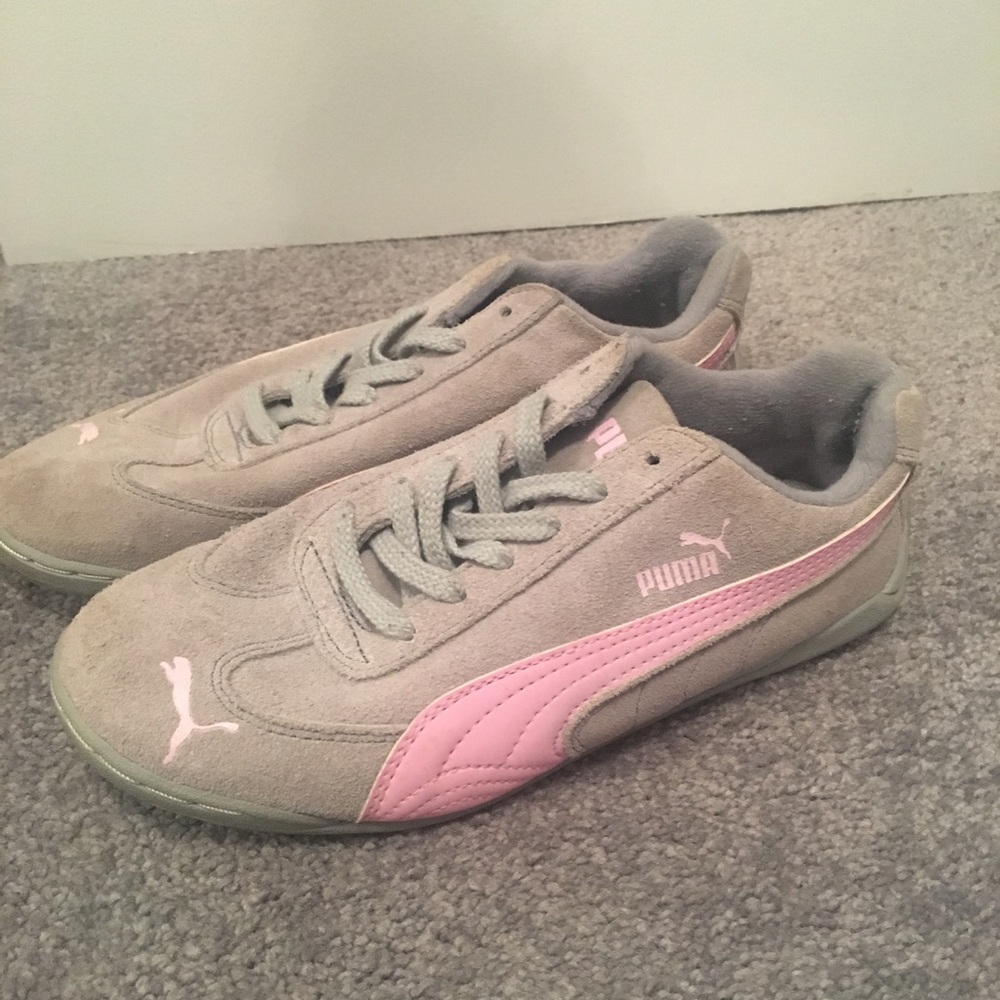 Grey and pink puma sneakers