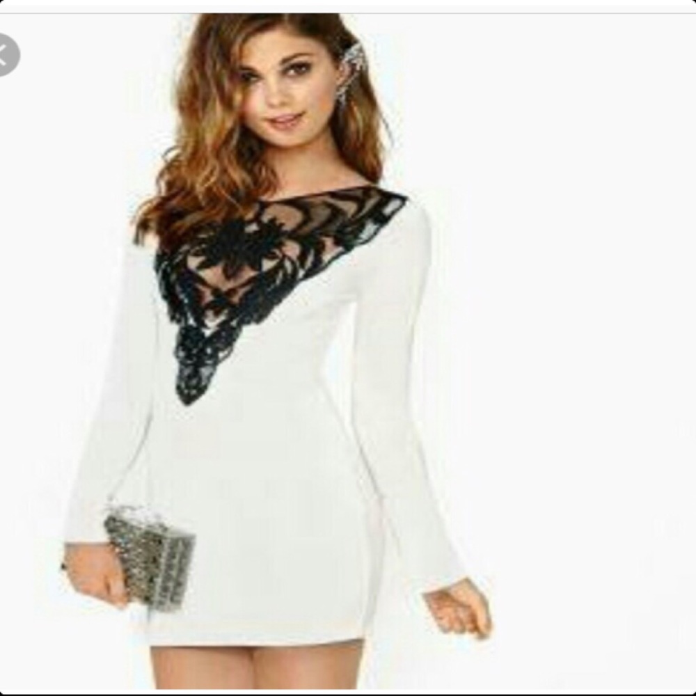 Nasty Gal White dress with black lace front