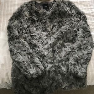 F21 Faux Fur Gray Coat Sz S