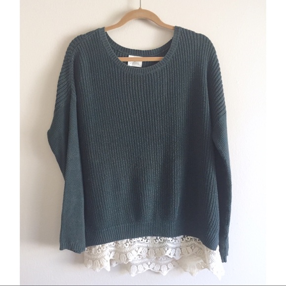 Urban Outfitters Sweaters - SALE ❤️ URBAN OUTFITTERS Green Sweater with Lace