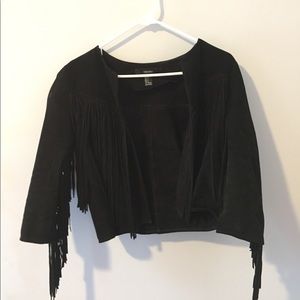 Leather fringe jacket
