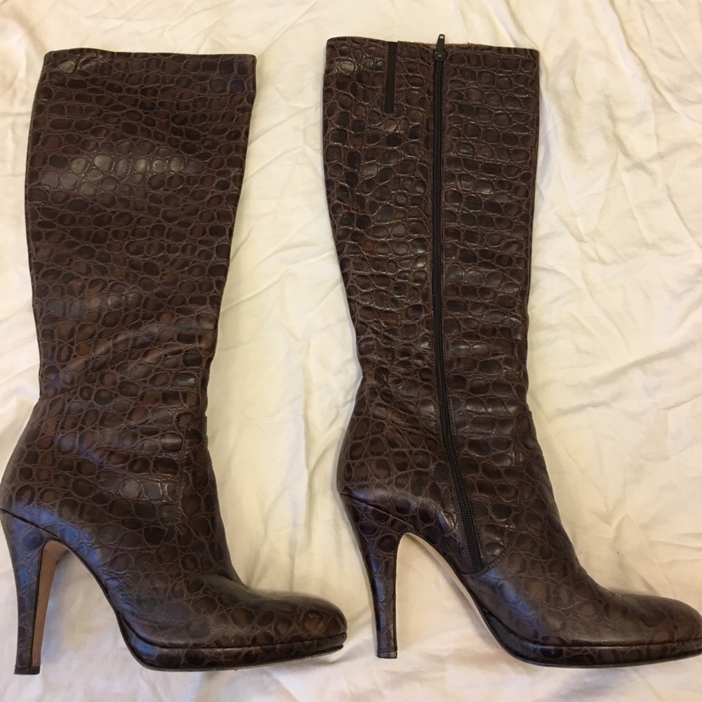 Charles David Croc Embossed Knee-High Boots 11