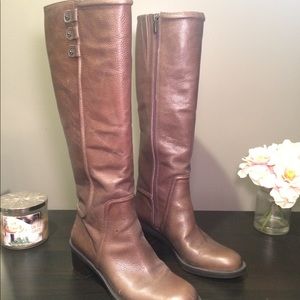 Brown leather riding boots