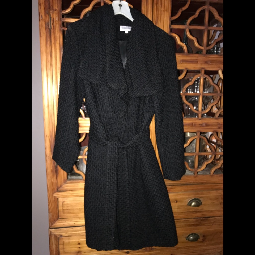 Black 100 % wool Calvin Klein coat. Worn once!