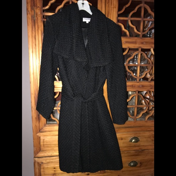 Black 100 % wool Calvin Klein coat. Worn once! - Picture 1 of 4
