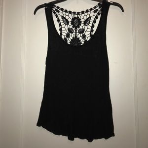 Black tank top with crochet back!