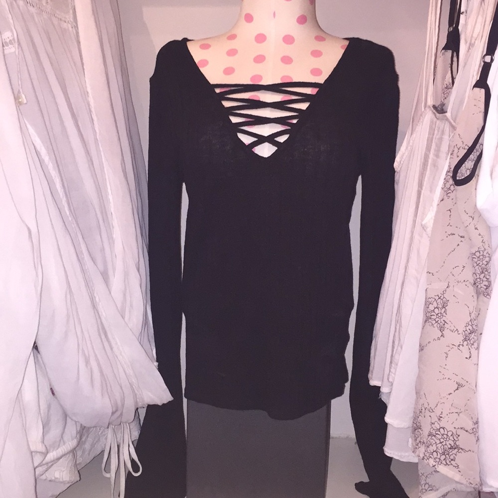 slim fitting black top