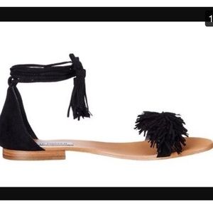 Black fringe sandals