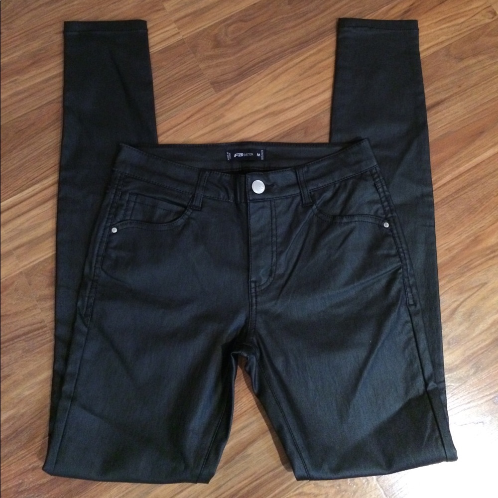 NWOT Black Coated Jean Leggings