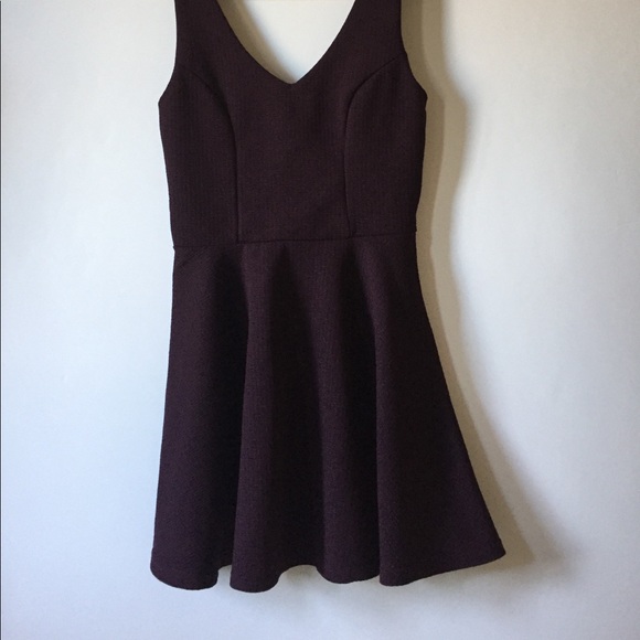 Topshop Maroon Mini Fit and Flare Dress - Picture 2 of 8