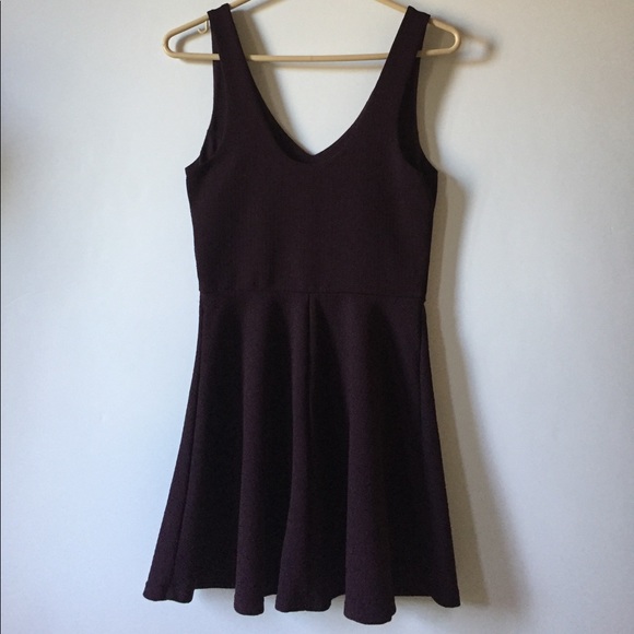 Topshop Maroon Mini Fit and Flare Dress - Picture 6 of 8