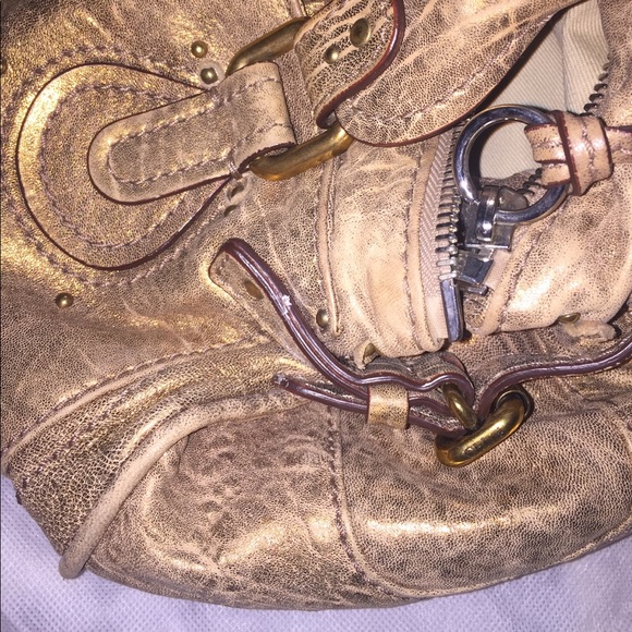 💯 authentic Chloe saddle handbag gold bag vintage - Picture 7 of 16