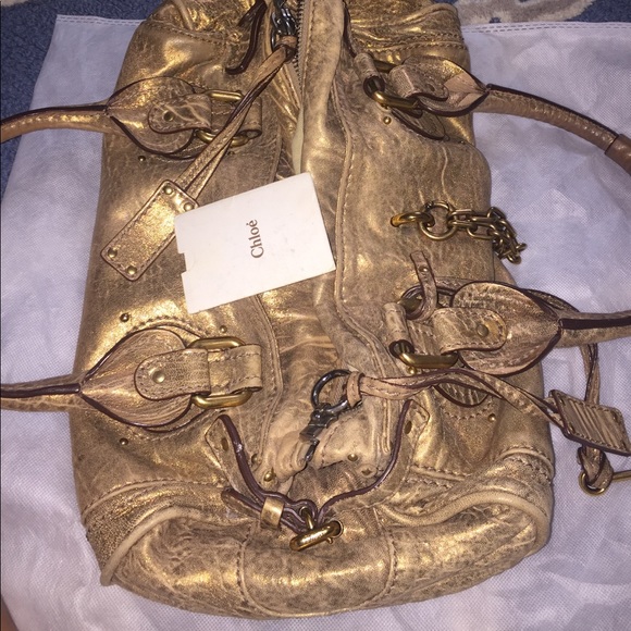 💯 authentic Chloe saddle handbag gold bag vintage - Picture 8 of 16
