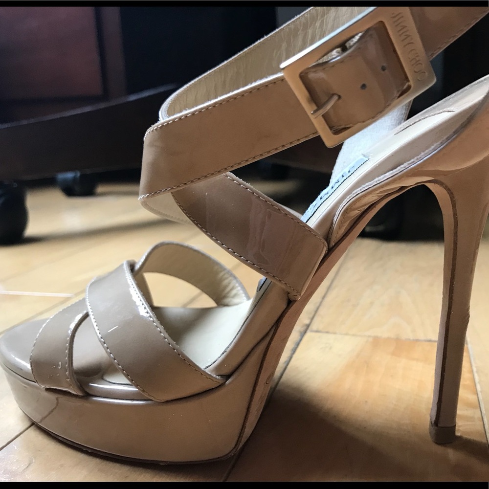 Jimmy Choo Strappy Patent Sandal, Nude