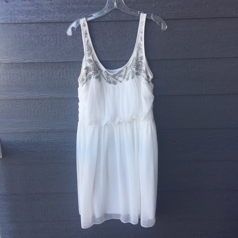Chiffon Dress with Beaded Neckline