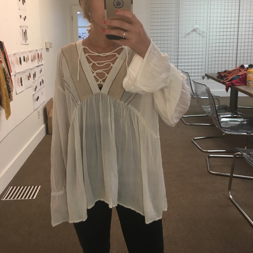 Lace up blouse