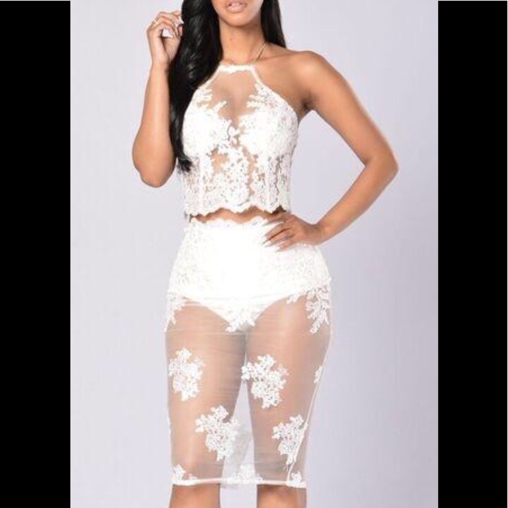 White two piece outfit. Beautiful. Never worn.