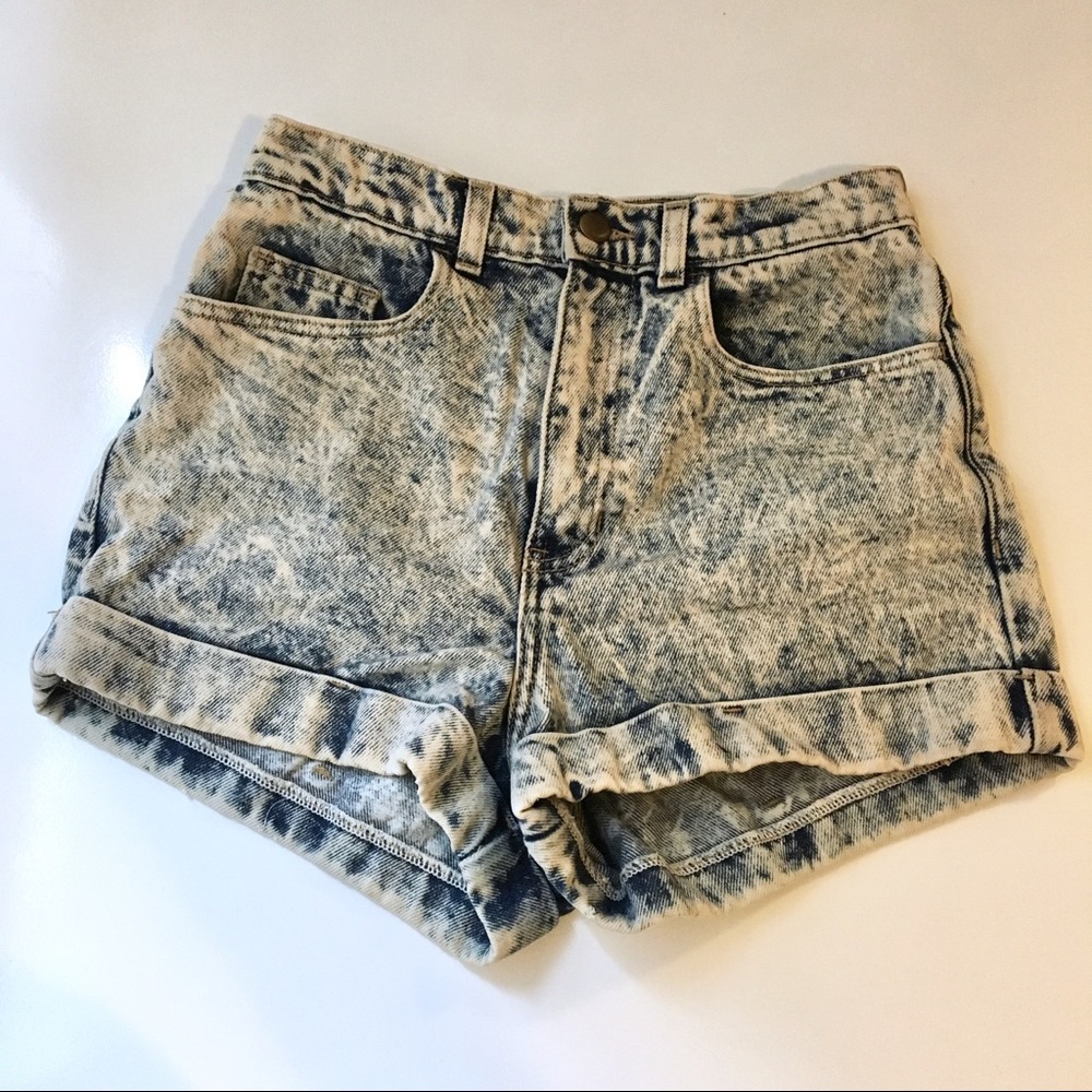 American Apparel Acid Wash High Waist Jean Shorts